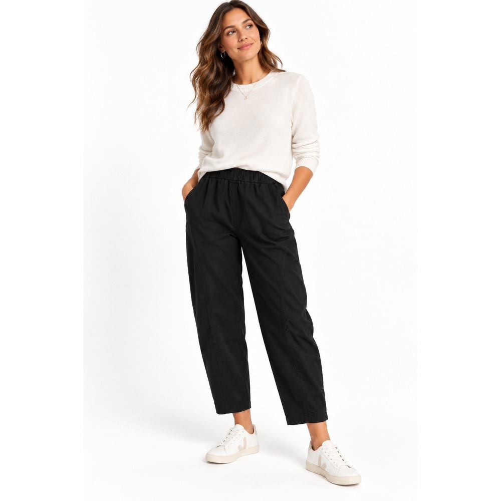 Marine Layer Black Pull On Barrel Leg Pant 21129 Large NWT